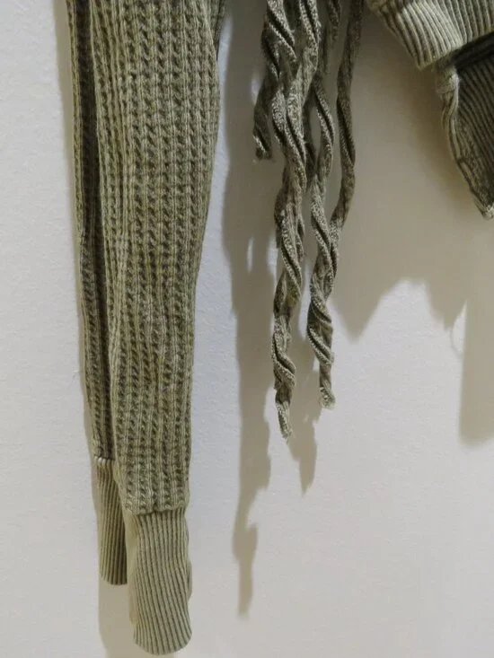 FREE PEOPLE FP ONE Cropped Interlaken Thermal Top Moss Green Small Boho Casual - Picture 7 of 15